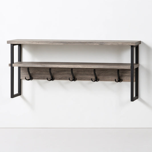Appendiabiti in legno sospeso a parete, colore grigio chiaro