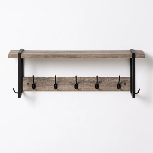 Appendiabiti in legno sospeso a parete, colore grigio chiaro