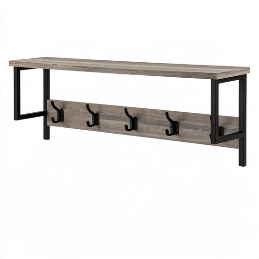 Appendiabiti in legno sospeso a parete, colore grigio chiaro