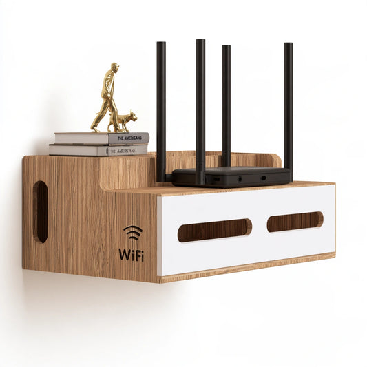 Baule portaoggetti in legno sospeso a parete, colore marrone chiaro