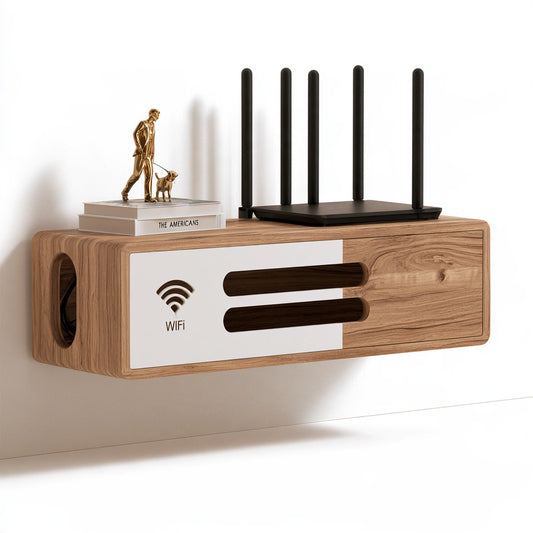 Baule portaoggetti in legno sospeso a parete, colore marrone chiaro