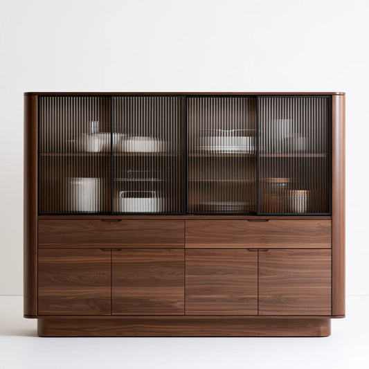 Credenza contenitore in legno finitura noce, colore noce