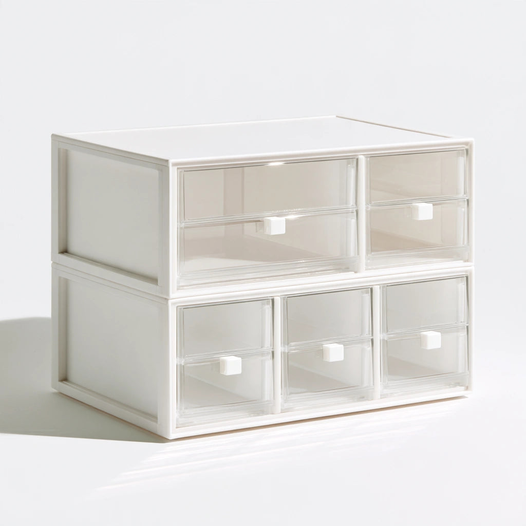 Colonna portaoggetti stretta in plastica, colore bianco