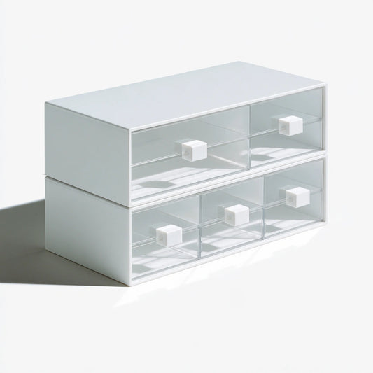 Colonna portaoggetti stretta in plastica, colore bianco