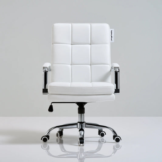 Poltrona ergonomica da ufficio in pelle, colore bianco