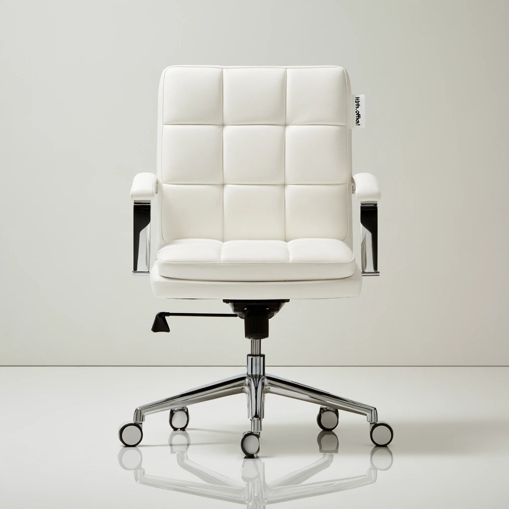 Poltrona ergonomica da ufficio in pelle, colore bianco