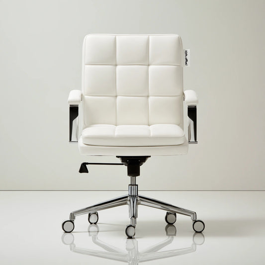 Poltrona ergonomica da ufficio in pelle, colore bianco