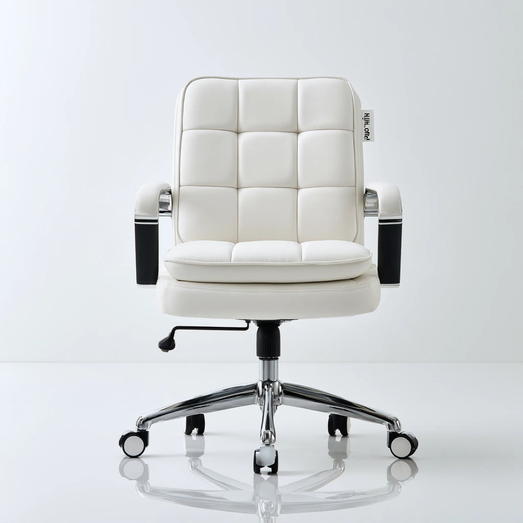 Poltrona ergonomica da ufficio in pelle, colore bianco