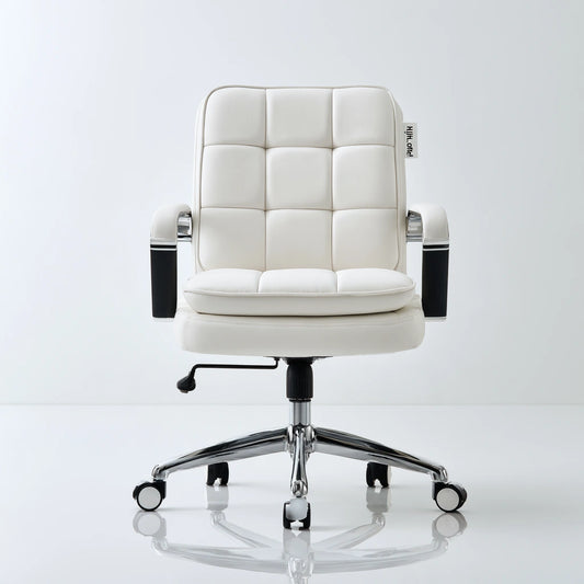 Poltrona ergonomica da ufficio in pelle, colore bianco