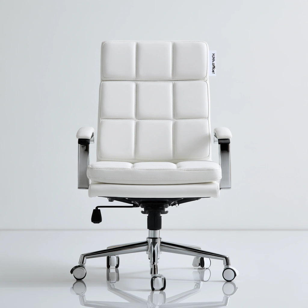 Poltrona ergonomica da ufficio in pelle, colore bianco