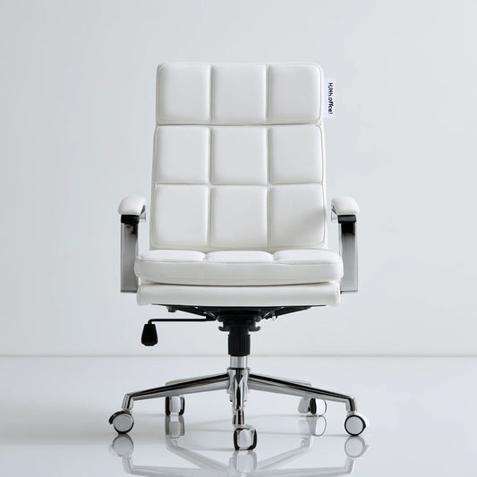Poltrona ergonomica da ufficio in pelle, colore bianco